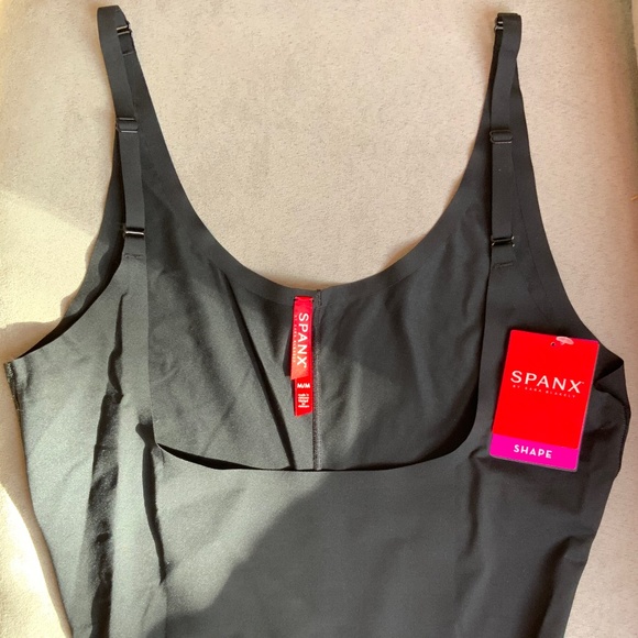 Spanx Bodysuit Open Bust Mid Thigh Ladies Medium in Very Black Shapewear - Picture 7 of 16